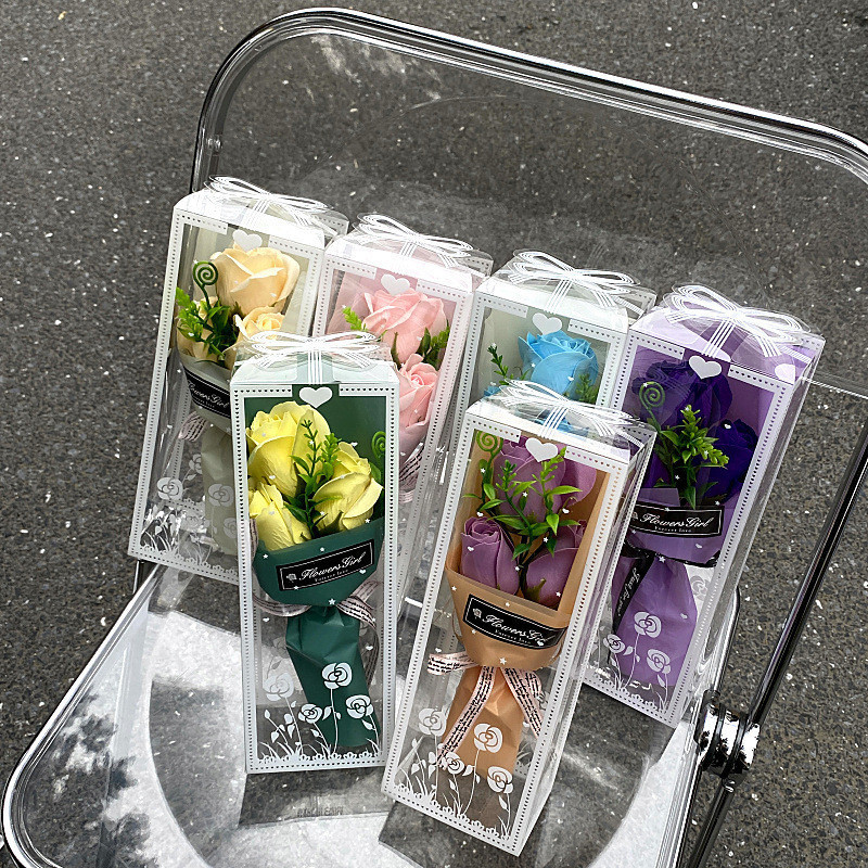 (台灣出貨 可開統編)母親節情人節肥皂花束3朵盒裝禮品活動送客戶禮物情人節香皂玫瑰花束禮品禮盒裝康乃馨肥皂花3朵花束