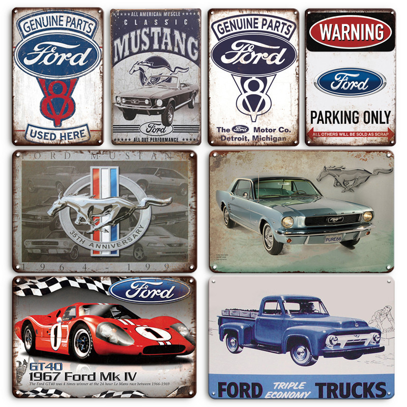 Vintag Ford Mustang Shlby Cobra 汽車郵政金屬標誌 Hom 房間裝飾 Garag 牆壁裝飾