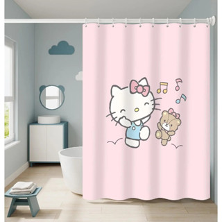 三麗鷗動漫毛絨卡通 Hello Kitty 浴簾浴簾浴室浴缸大號寬浴罩 12