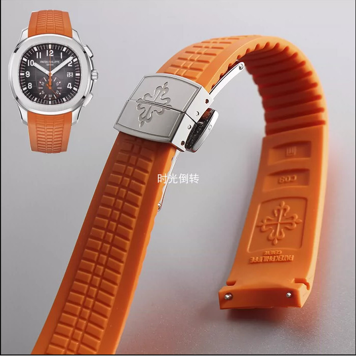 適用百達翡麗Aquanaut膠帶手雷5164 5167 原裝款矽膠橡膠錶帶21mm