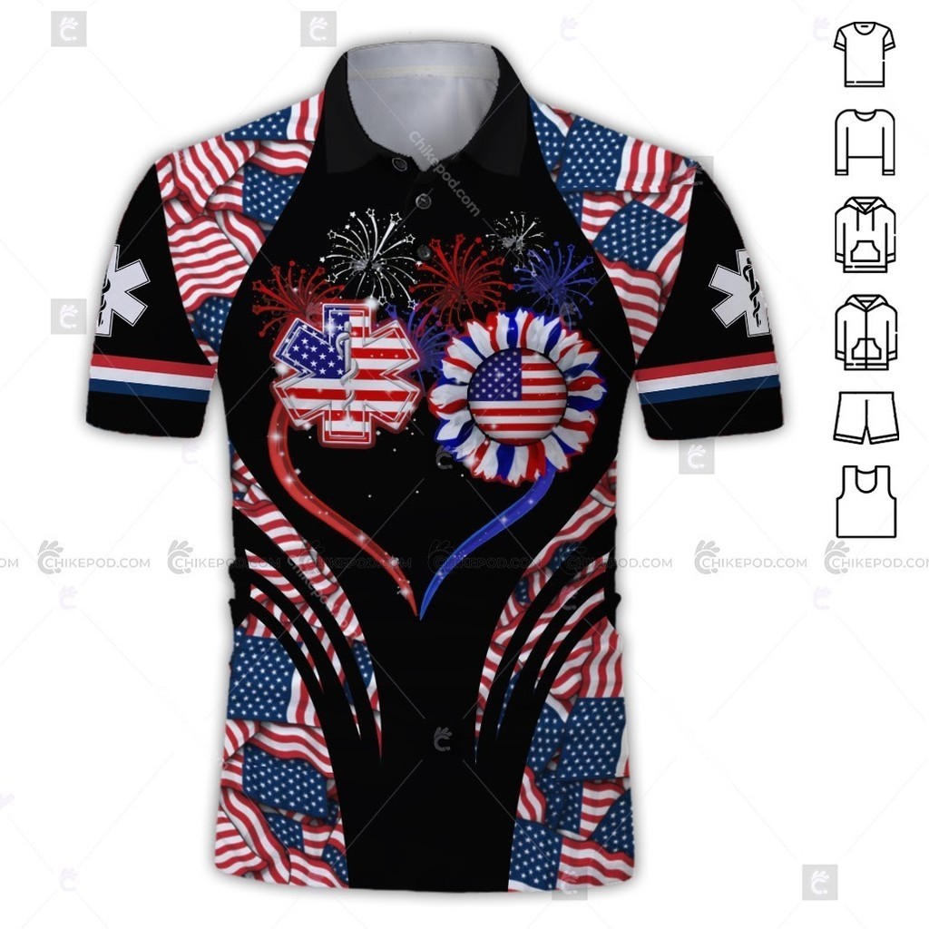 Ems 美國國旗 3D 全身印花衣服 NR165 3D Polo 衫