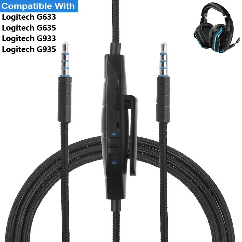 3.5 毫米輔助音頻線,帶內聯麥克風靜音和音量控制,適用於羅技 G633 G635 G933 G935 遊戲耳機替換線