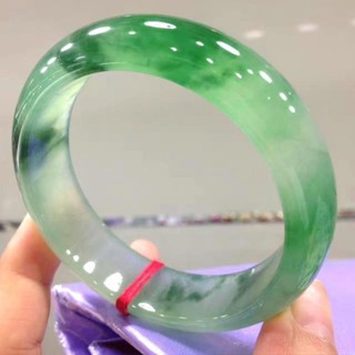 合成緬甸冰種翡翠色玉手鐲女款天然淺綠水沫玉A貨少女玉鐲送媽媽