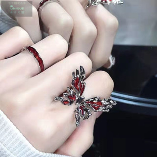 臺灣出貨 萬聖節周邊 紅色蝴蝶戒指女 ins小眾設計感開口戒 可調節指環 個性食指戒 尾戒手飾 cos動漫周邊 交換禮物