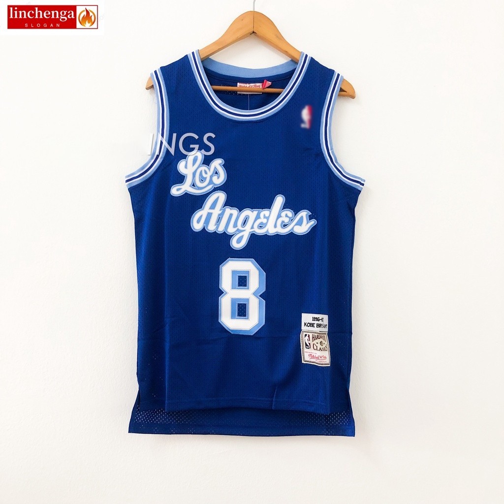 Kobe Bryant 8 復古藍色洛杉磯洛杉磯湖人隊紫色 NBA 籃球球衣背心籃球球衣