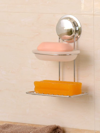 Garbo強力吸盤肥皂盒浴室浴室肥皂架創意壁掛式排水雙層肥皂盒
