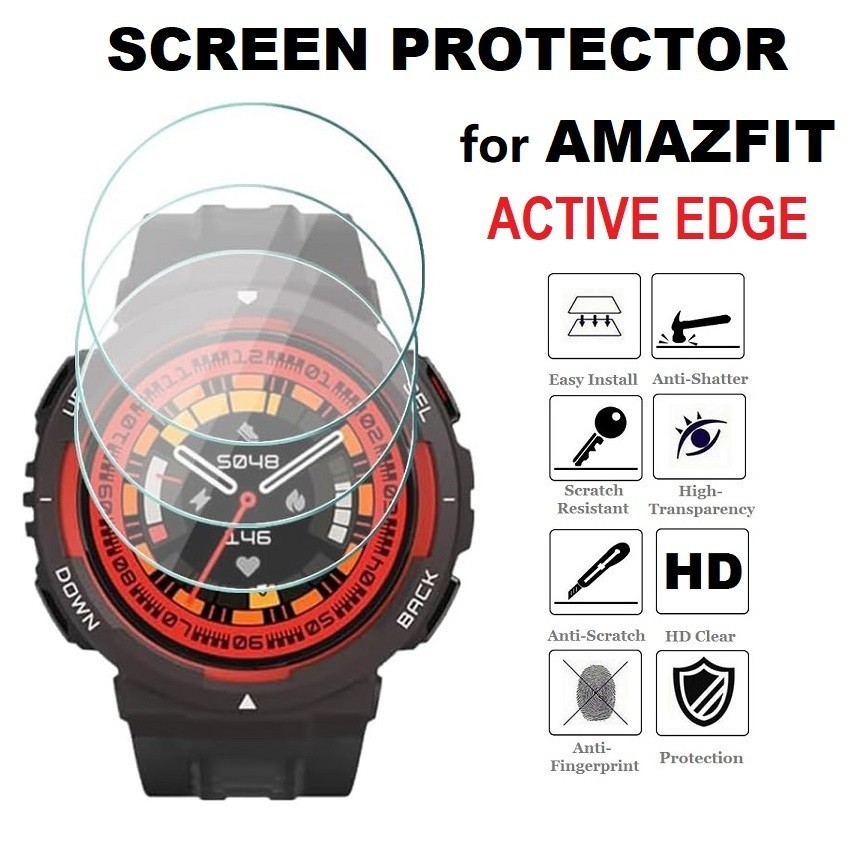 5pcs 智能手錶屏幕保護膜適用於 Amazfit Active Edge 鋼化玻璃防刮高清透明保護膜