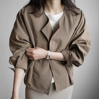 韓版長袖外套 時尚素色寬鬆外套 簡約百搭上衣