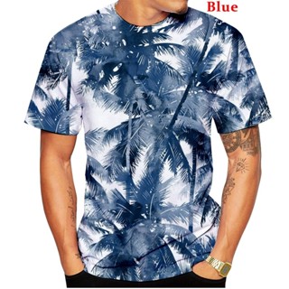 全新男士夏威夷時尚 T 恤短袖 3d 印花棕櫚圖案中性上衣 Tee-12