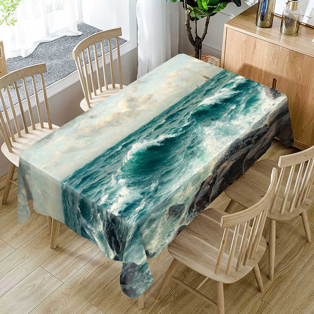 海沙灘自然風光 3d 桌布海星圖案舒適桌布套家用午睡膠帶