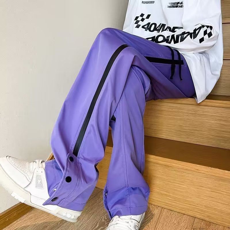 歐美hiphop紫色褲子男女春秋款美式工裝褲vibe戶外防水登山衝鋒褲