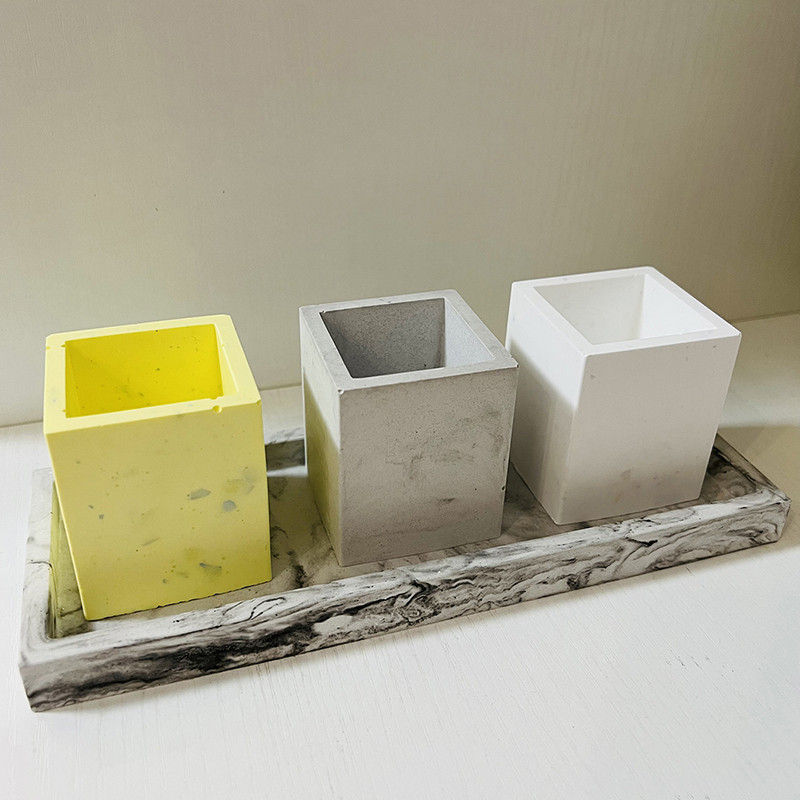 簡約長方形水泥浴室收納托盤石膏diy方形花盆筆筒模具