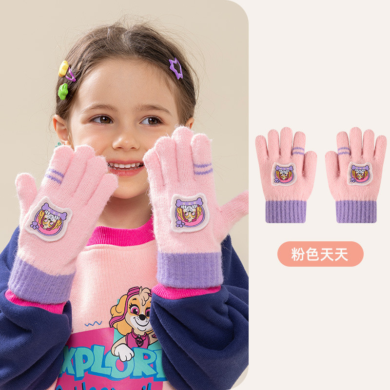 兒童五指手套汪汪隊男童女童幼兒園出遊可愛保暖手套