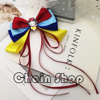 【ChainBaby】迪士尼白雪公主髮夾女童髮飾可愛蝴蝶結飄帶發卡兒童節禮物頭飾