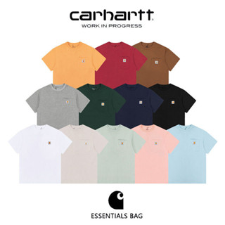 Carhartt短袖t恤小標籤工作口袋男女寬鬆圓領情侶打底衫