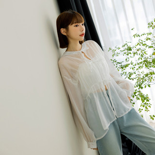 OB嚴選 絕美兩穿透膚蝴蝶結綁帶襯衫 《AB20096》