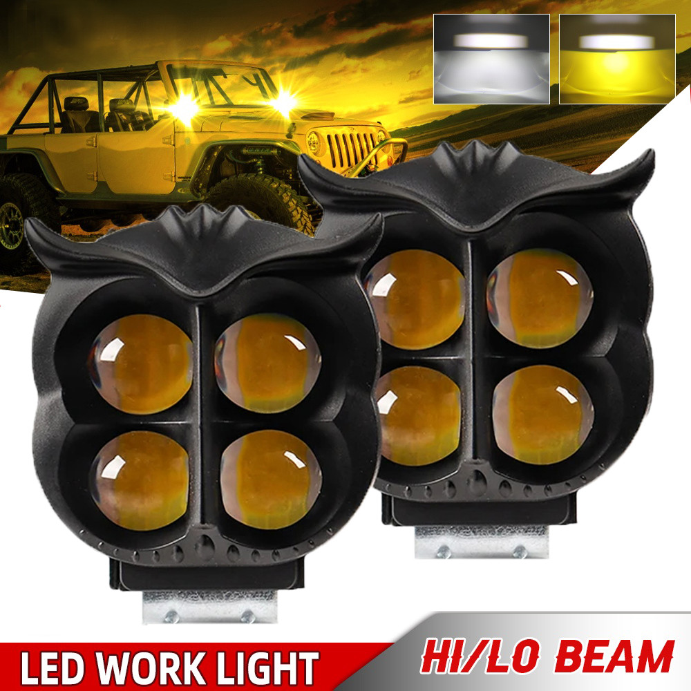 通用 4Led 工作燈 12V 24V 用於汽車 4x4 越野高/近光燈摩托車駕駛霧燈聚光燈