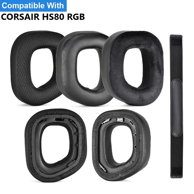 Corsair HS80 RGB 耳機耳墊墊海綿耳機耳罩替換頭帶耳機耳墊