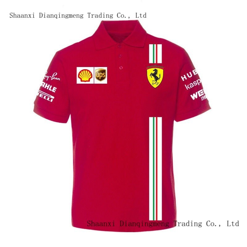 FERRARI 新款法拉利 F1 Polo 衫,短袖,Polo 領,適合男士女士 2024 夏季