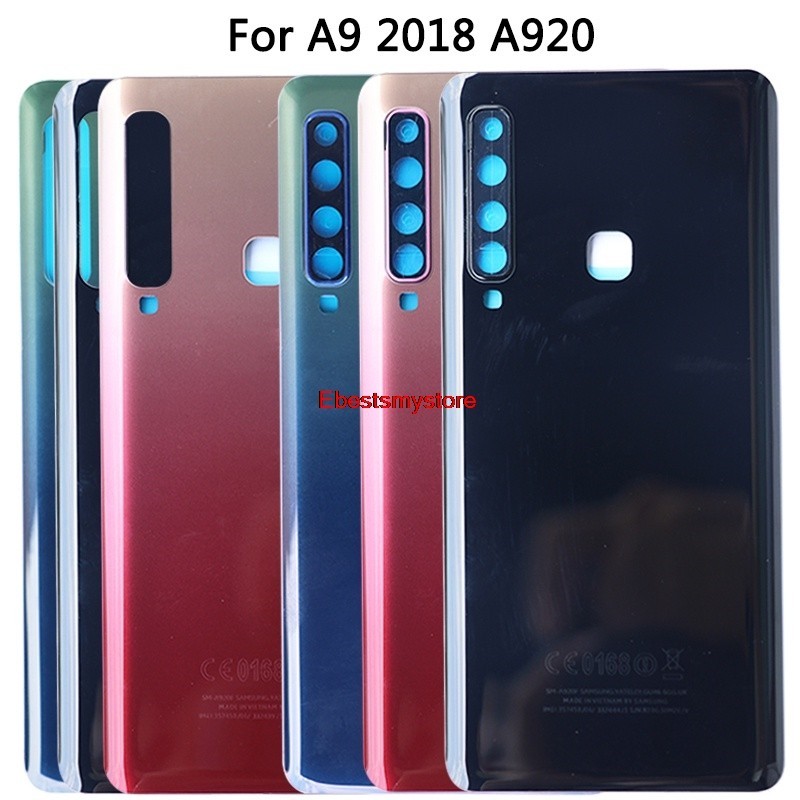 SAMSUNG Ebsmy-全新 A920 電池蓋適用於三星 Galaxy A9 2018 後蓋後玻璃外殼帶相機鏡頭框