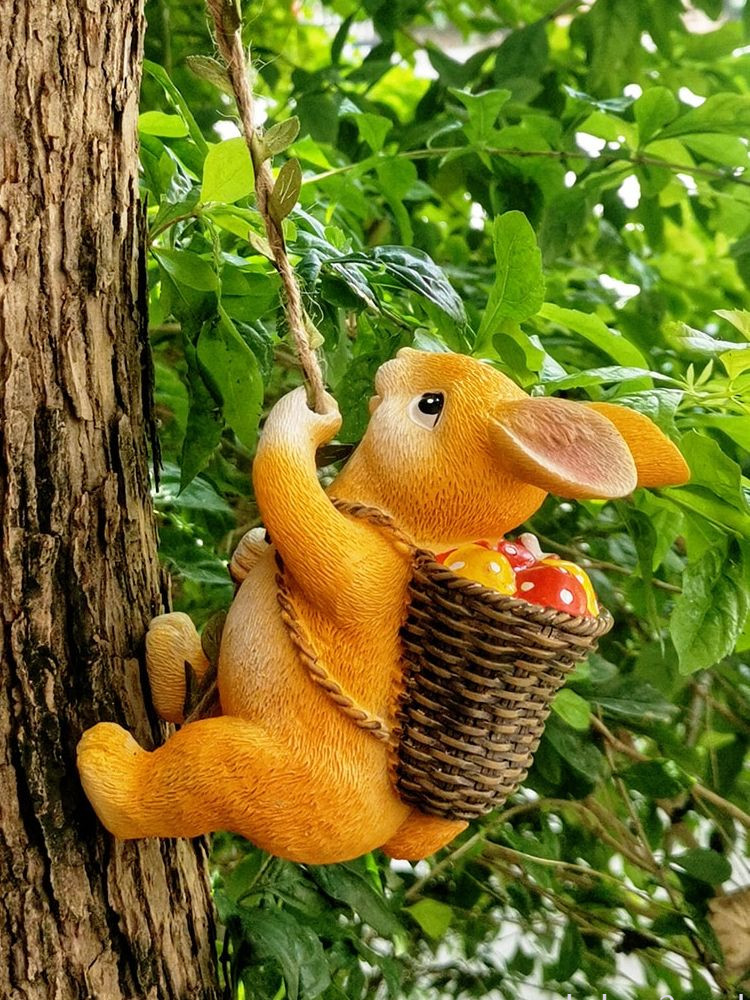 攀登兔子擺飾管道攀爬裝飾創意動物戶外花園庭院造景陽台佈置掛件