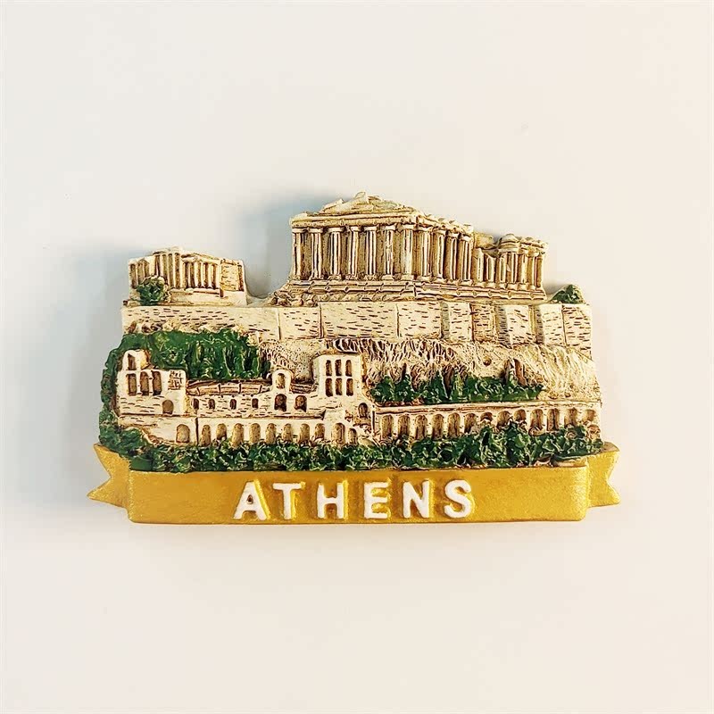 希臘首都雅典創意帕特農神廟旅遊紀念品手工彩繪裝飾磁性冰箱貼