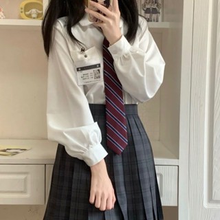 JK制服套裝 jk襯衫女長袖春秋原創正統日繫襯衫學院風純白色學生寬鬆顯瘦上衣 大尺碼學院風套裝