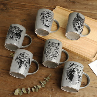 手繪動物系列 個人專用陶瓷馬克杯家用大容量水杯辦公室咖啡杯
