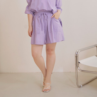 OB嚴選 雲朵自訂款-純棉鬆緊綁帶口袋A字短褲 《BA7430》大尺碼/現貨/女裝