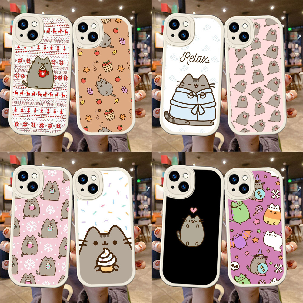 適用於oppo A7 A83 F11 F19 Pro Plus A7X 啞光保護鏡片軟殼 R98 pusheen 貓卡通