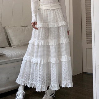 溫柔風白色半身裙 時尚洋氣a字裙 減齡長裙
