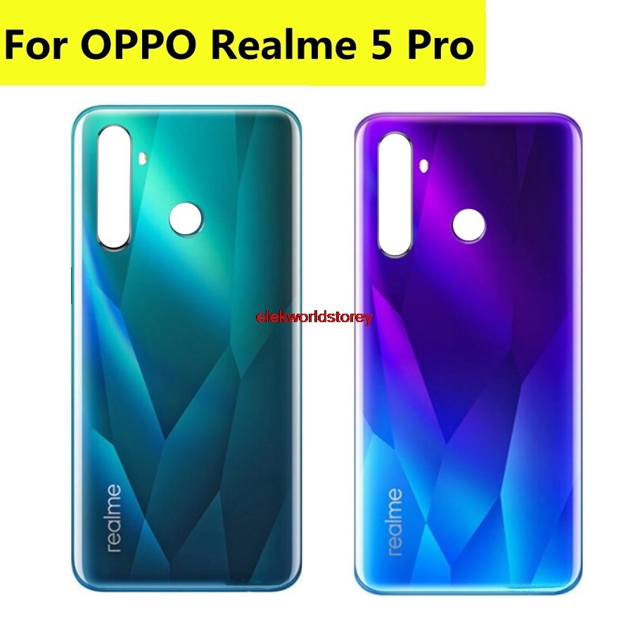 Elemy-6.3" 適用於 OPPO Realme 5 Pro 後蓋電池蓋後殼門殼適用於 Realme 5