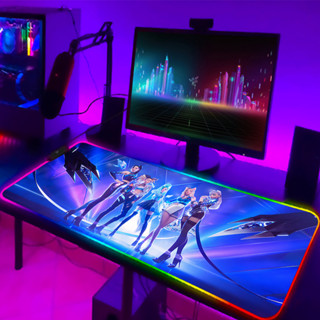 Lol KDA ALL OUT 鼠標墊 RGB LED 阿卡利英雄聯盟地毯遊戲玩家 PC 電腦鍵盤遊戲配件桌 XL