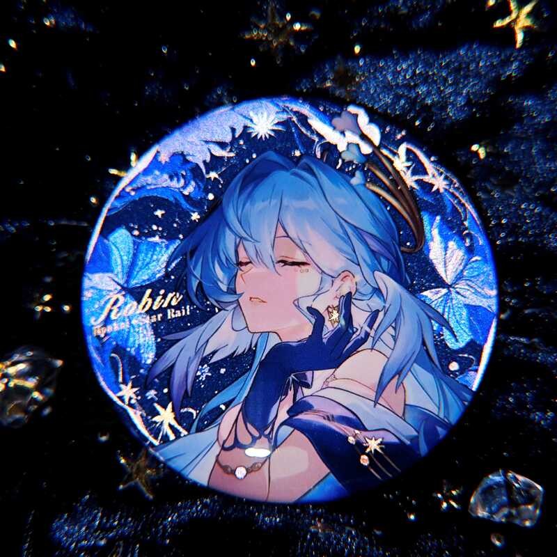 星穹鐵道知更鳥水月雨自設周邊反光鐳射吧唧徽章谷子掛件 044