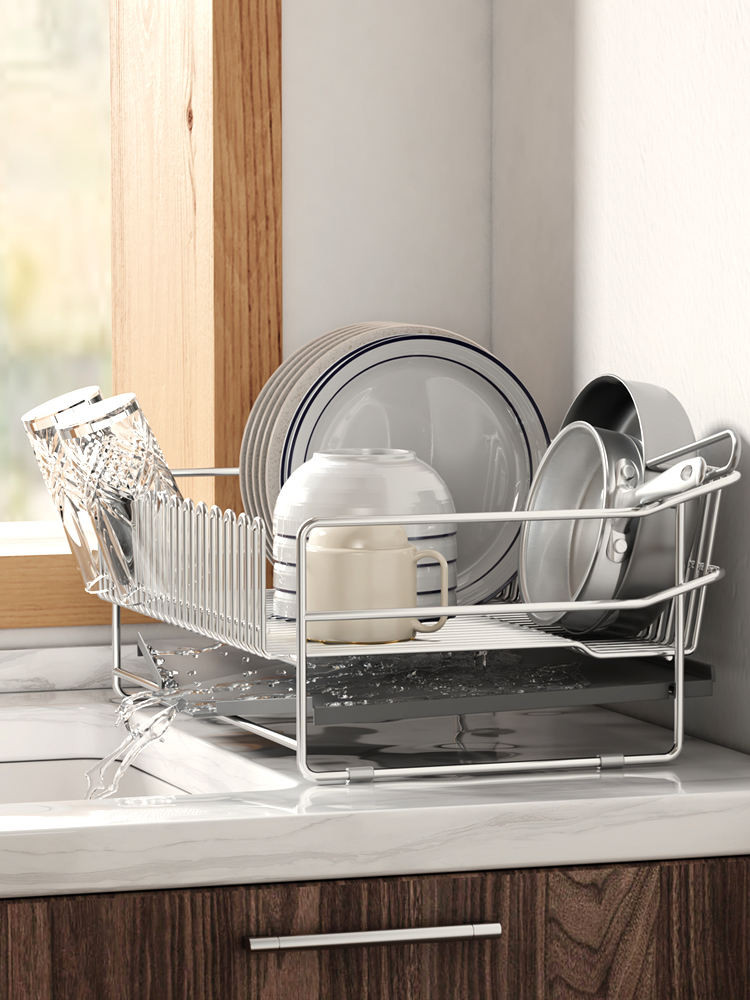 304不鏽鋼水槽邊瀝水架 碗筷碗盤廚房碗碟架 水池洗碗池餐具晾碗架