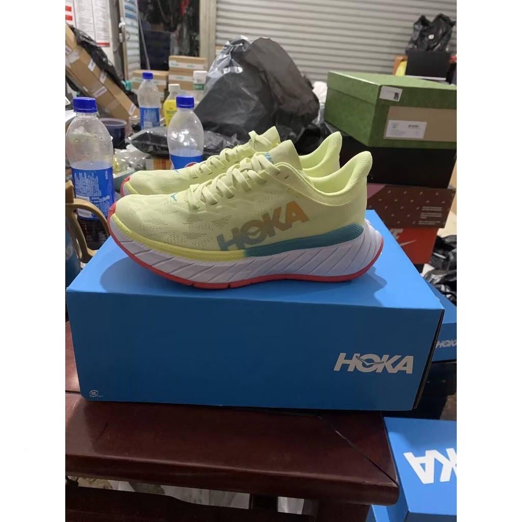 Readystock HOKA ONE Carbon X 2 黃白紅減震運動跑鞋 COI2