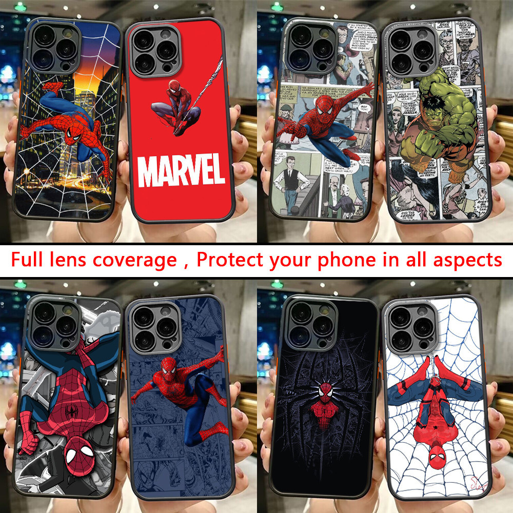 適用於 iPhone 12 13 Pro Max 啞光保護鏡片軟殼 G128 Marvel Spiderman