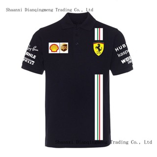 FERRARI 全新法拉利 F1 賽車服男女通用短袖 T 恤 POLO 襯衫翻蓋領