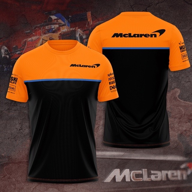 夏季新品 F1 McLaren T 恤一級方程式車隊賽車短袖時尚 O 領 T 恤男士戶外運動上衣