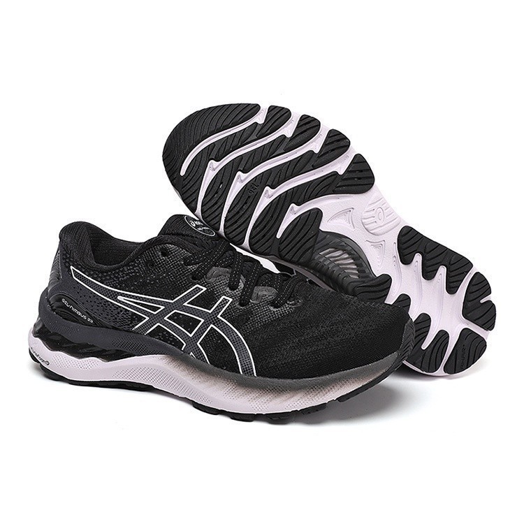 專業跑鞋gel-nimbus 23代緩震透氣跑鞋黑白男款和