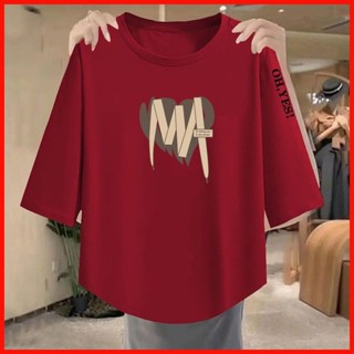 【免運費】M-3XL 適合40kg-80kg 2025新款100%純棉國風綠色顯白t卹新元素女裝愛心圖示休閒上衣