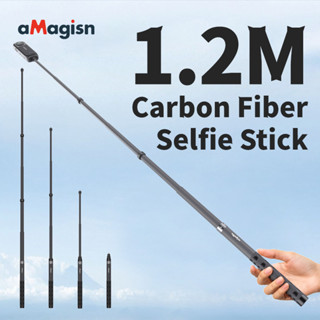 AMagisn 1.2M 隱形自拍杆,碳纖維加長獨腳架 47.2" 長桿,適用於 Gopro Max Insta360