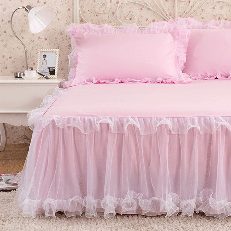 夏季蕾絲花邊床裙三件式公主風床罩加厚床墊防滑床套全包床單單件