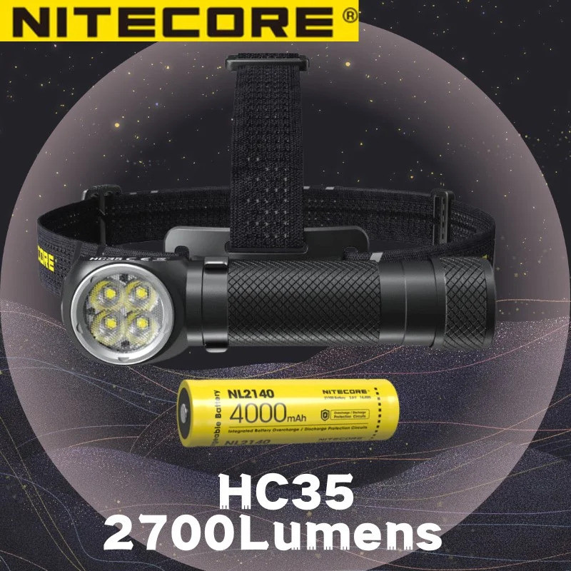 Nitecore HC35多功能L型高亮度強光頭燈2700流明USB直充磁吸