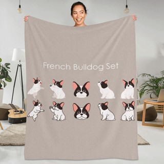 法國鬥牛犬法蘭絨毯子優質保暖柔軟動物毯子冬季露營戶外搞笑床罩