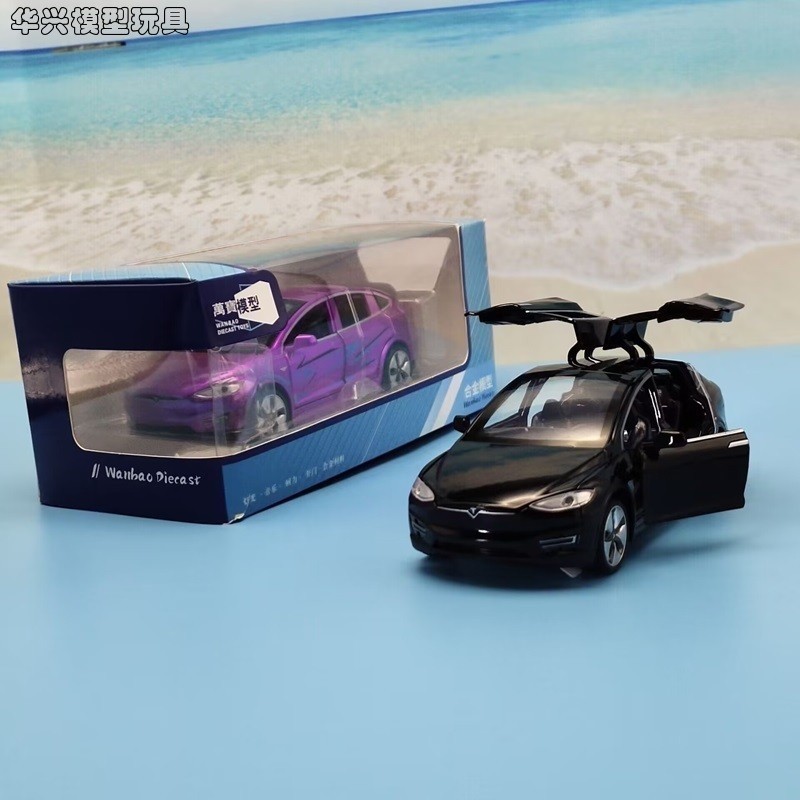 【華興模型玩具】 特斯拉模型車 Model X90 模型 1:32 仿真 汽車模型 合金 聲光 兒童玩具車 超級跑車 擺