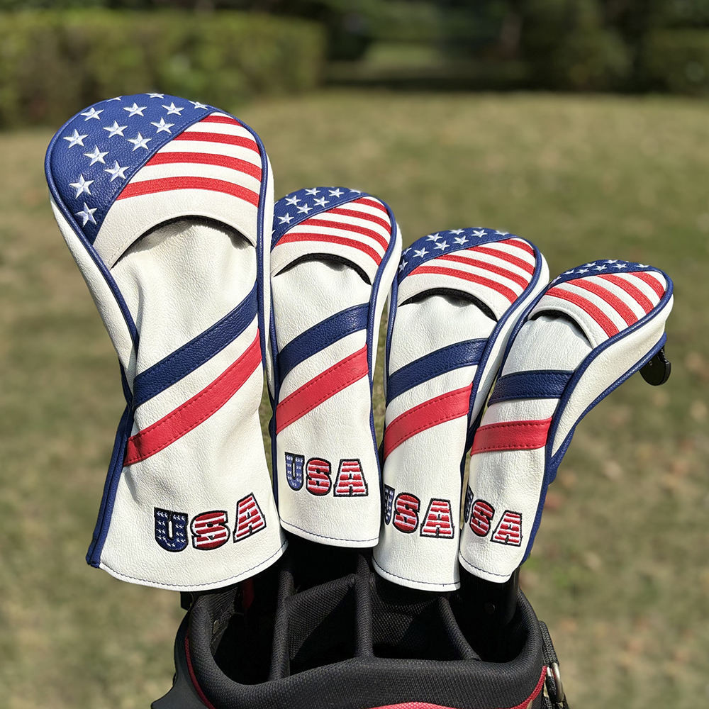 高爾夫球杆套新款美國風球道木小雞腿鐵木杆套球頭保護帽套