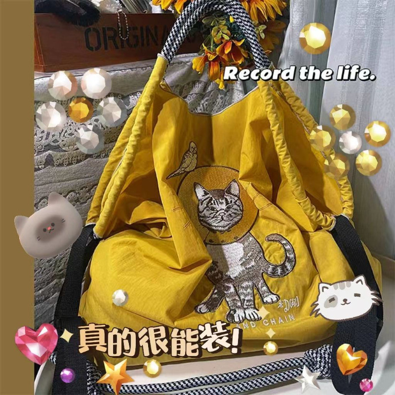 【貓貓美包 現貨速發】 日本ball chain刺繡購物袋 帆布包 刺繡 ballchain 環保袋 等肩包 斜跨包
