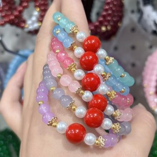 【工廠直銷】 新款6MM玻璃珠手鍊中式琉璃手串女ins甜美手飾品學生搭手飾女閨蜜