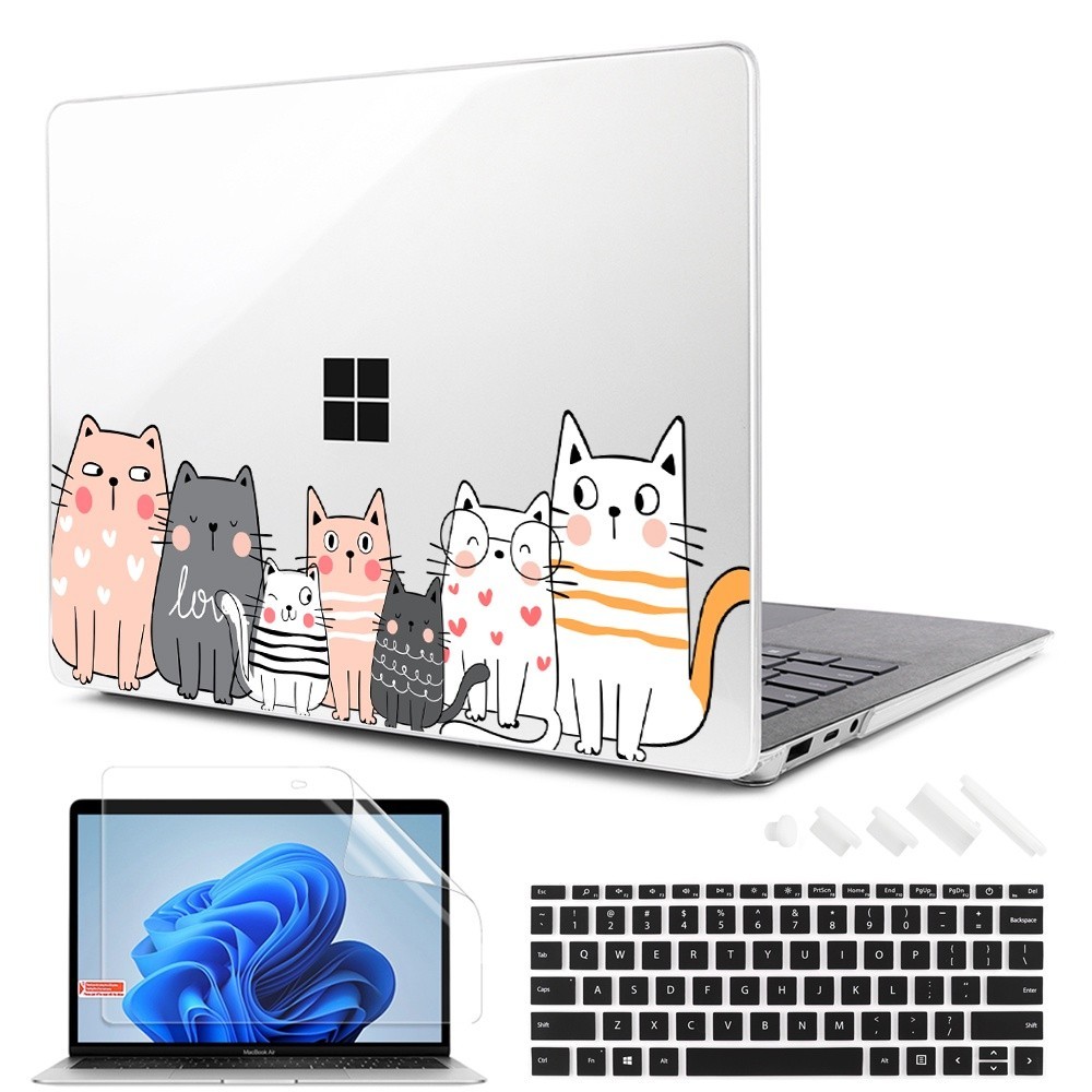 ♞可愛貓咪保護殼適用於微軟Surface Laptop 3 4 5 13.5吋，Laptop Go 1/2 12.4吋